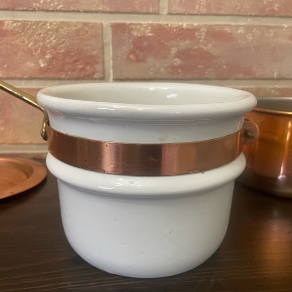 Beautiful Vintage B&M Douro Copper Brass Double Boiler with Porcelain Insert - Picture 9 of 16